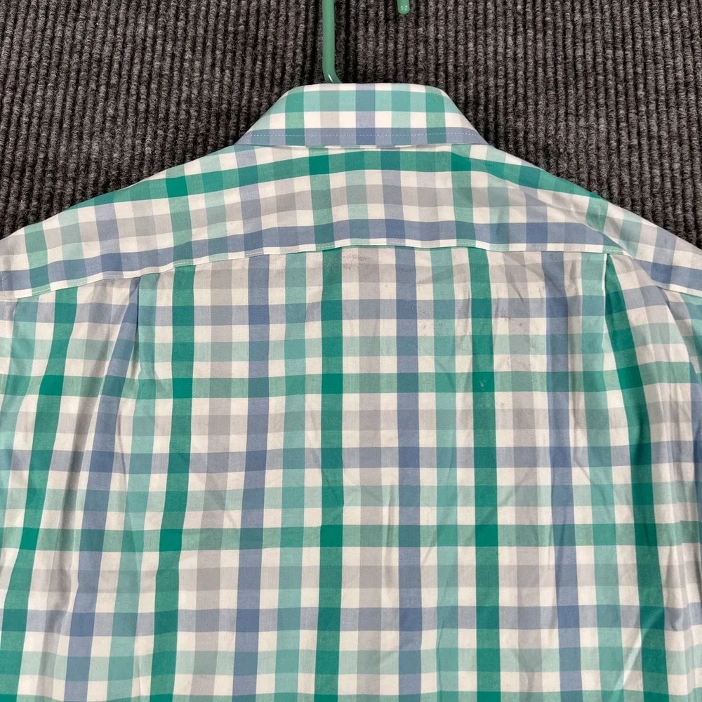 J CREW Shirt Mens Medium Green Plaid Long Sleeve Button Up‎ Slim Fit Casual